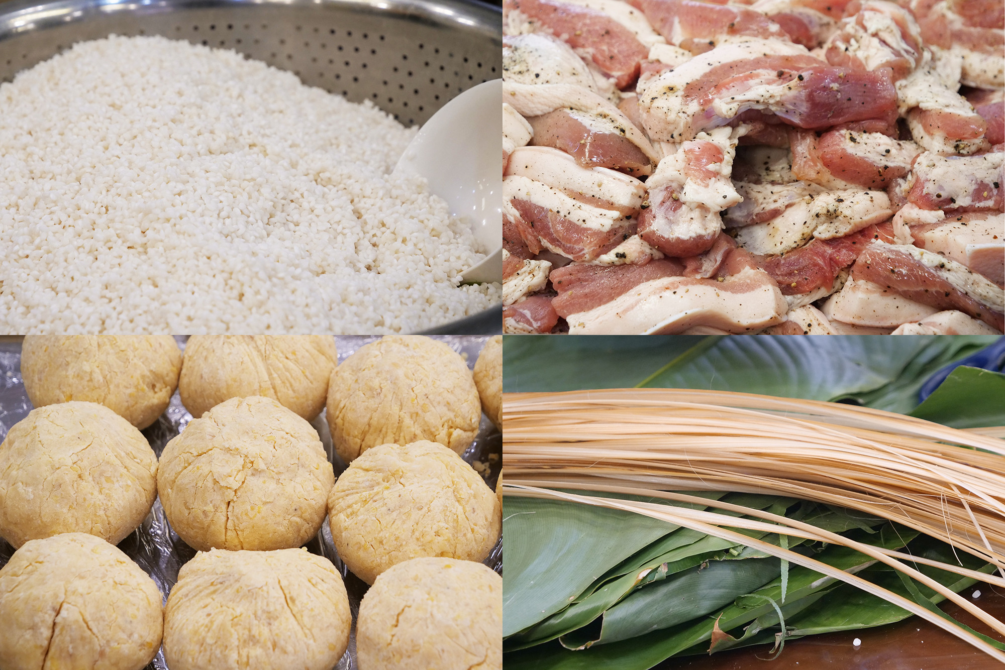 肉粽原料从早就准备好。 肉粽原料从早就准备好。