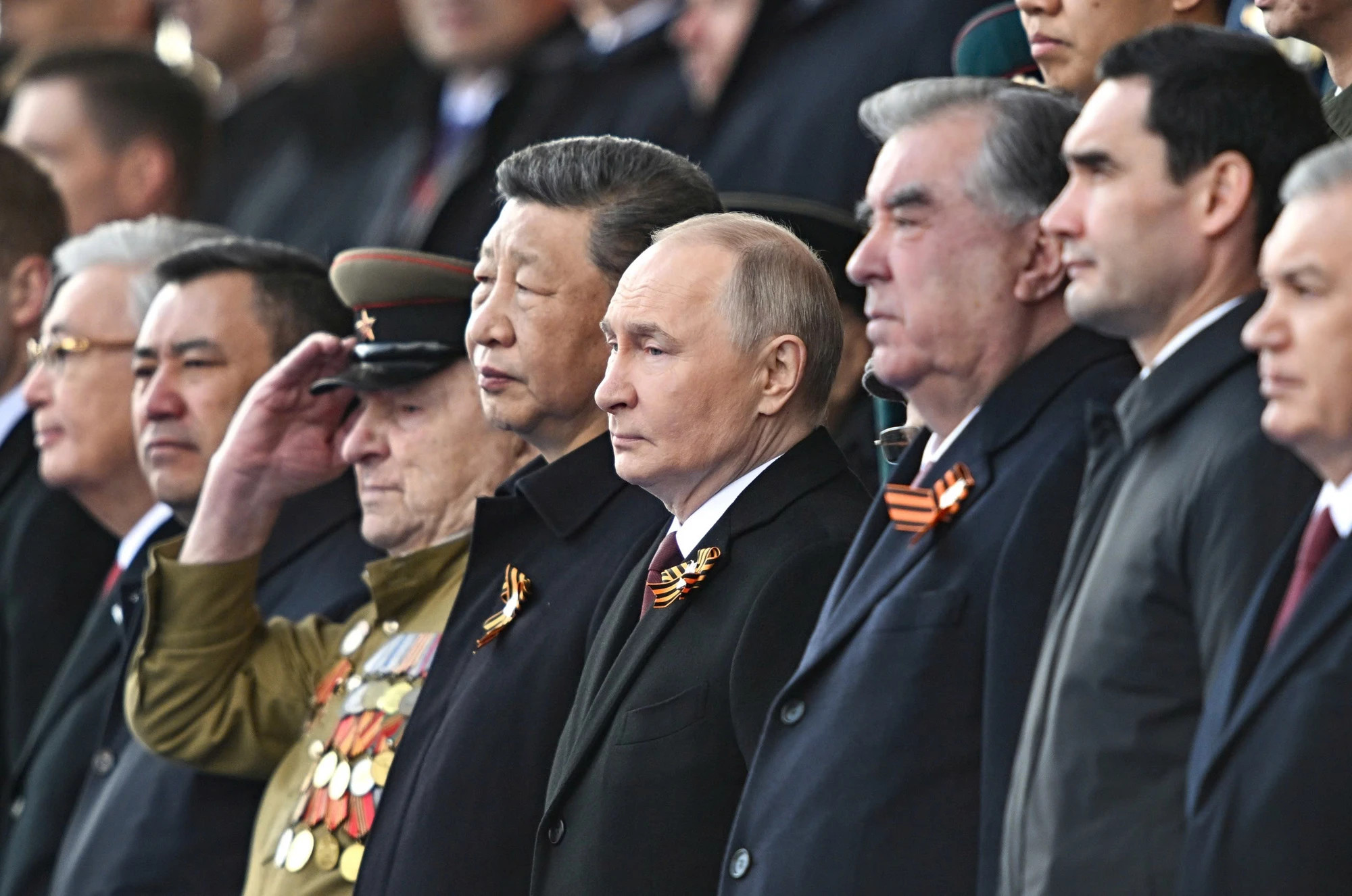 俄罗斯联邦总统普京,中共中央总书记、中国国家主席习近平等领导人出席阅兵式。 俄罗斯联邦总统普京,中共中央总书记、中国国家主席习近平等领导人出席阅兵式。