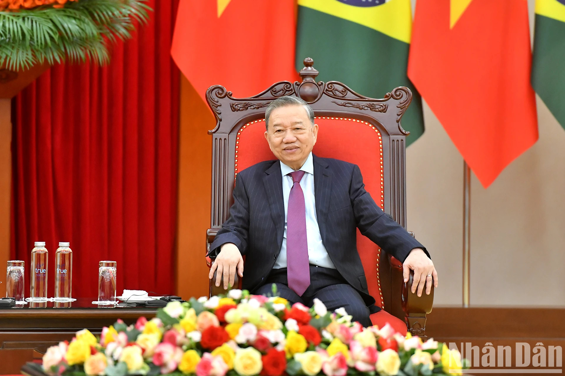 越共中央总书记苏林发表讲话。 越共中央总书记苏林发表讲话。