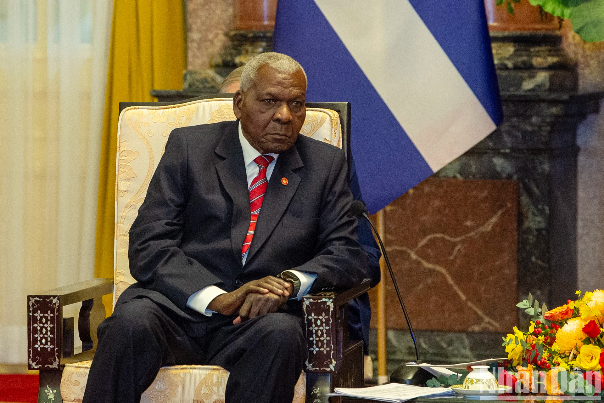 古巴全国人民政权代表大会主席埃斯特万在会见中发表讲话。 古巴全国人民政权代表大会主席埃斯特万在会见中发表讲话。