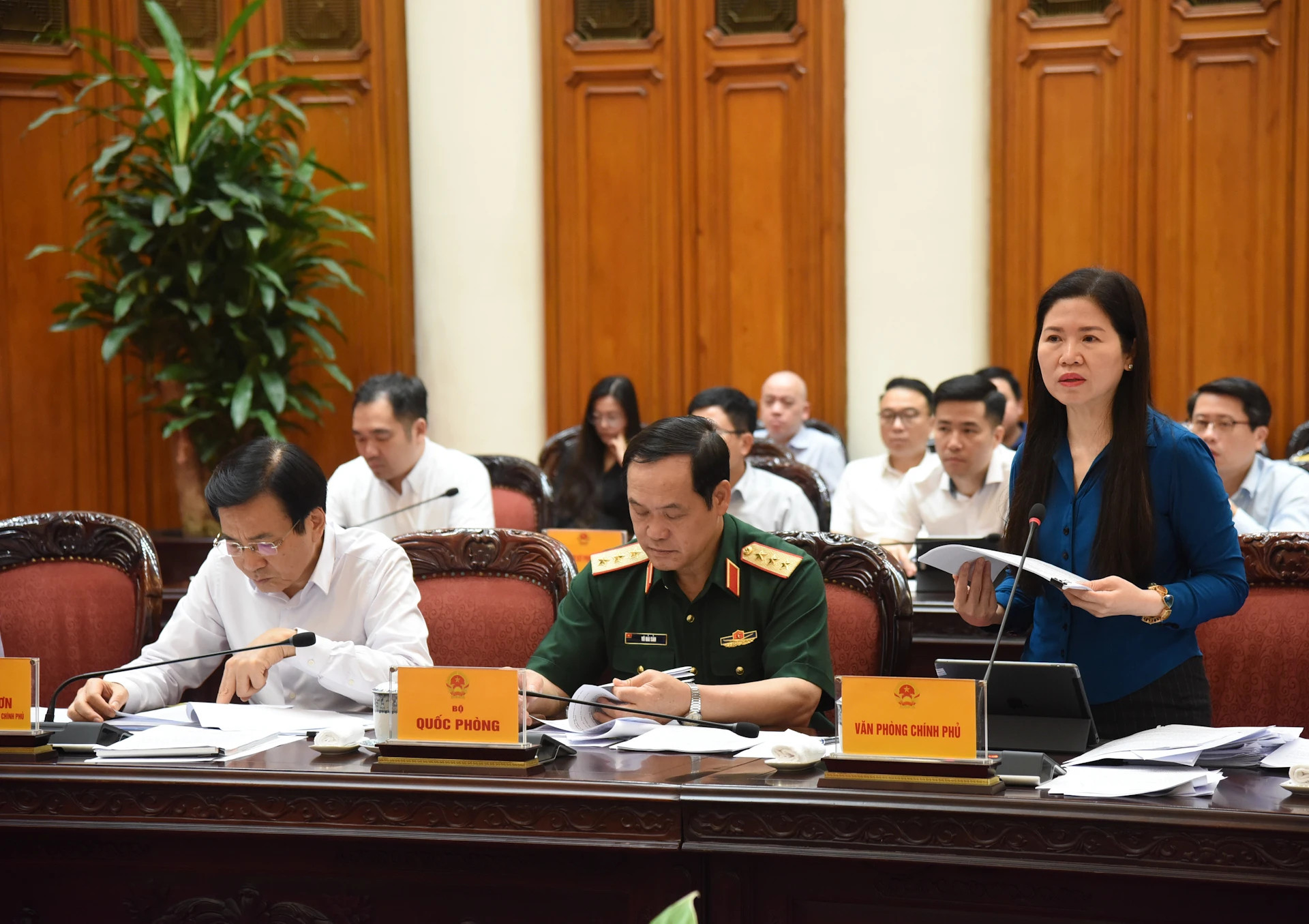 政府办公厅副主任梅氏秋云在会上发言。