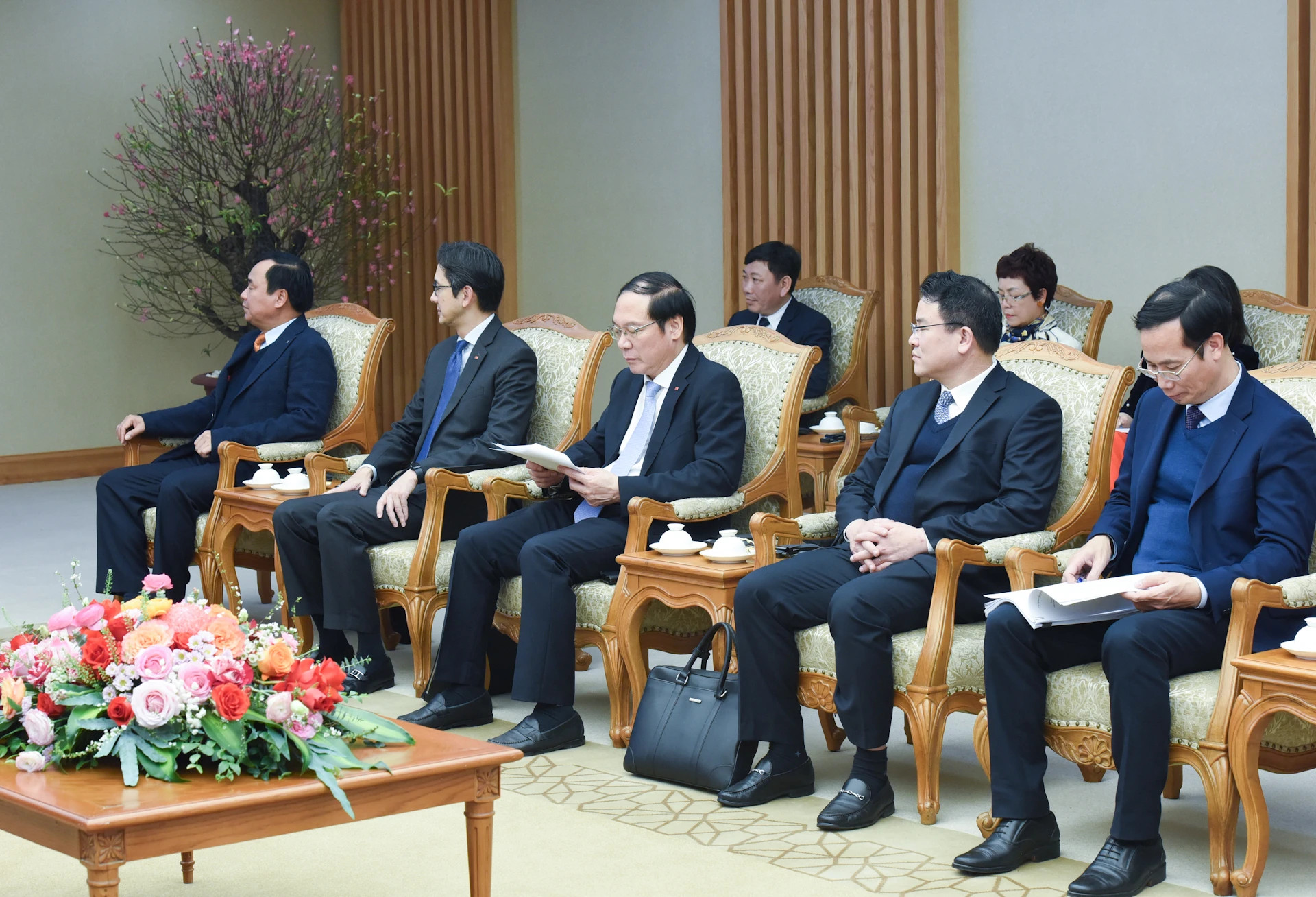 越南政府、各部委领导代表出席会见。