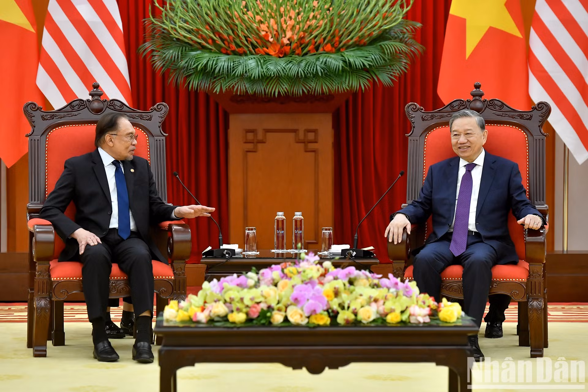 越共中央总书记苏林会见马来西亚总理安瓦尔·易卜拉欣。