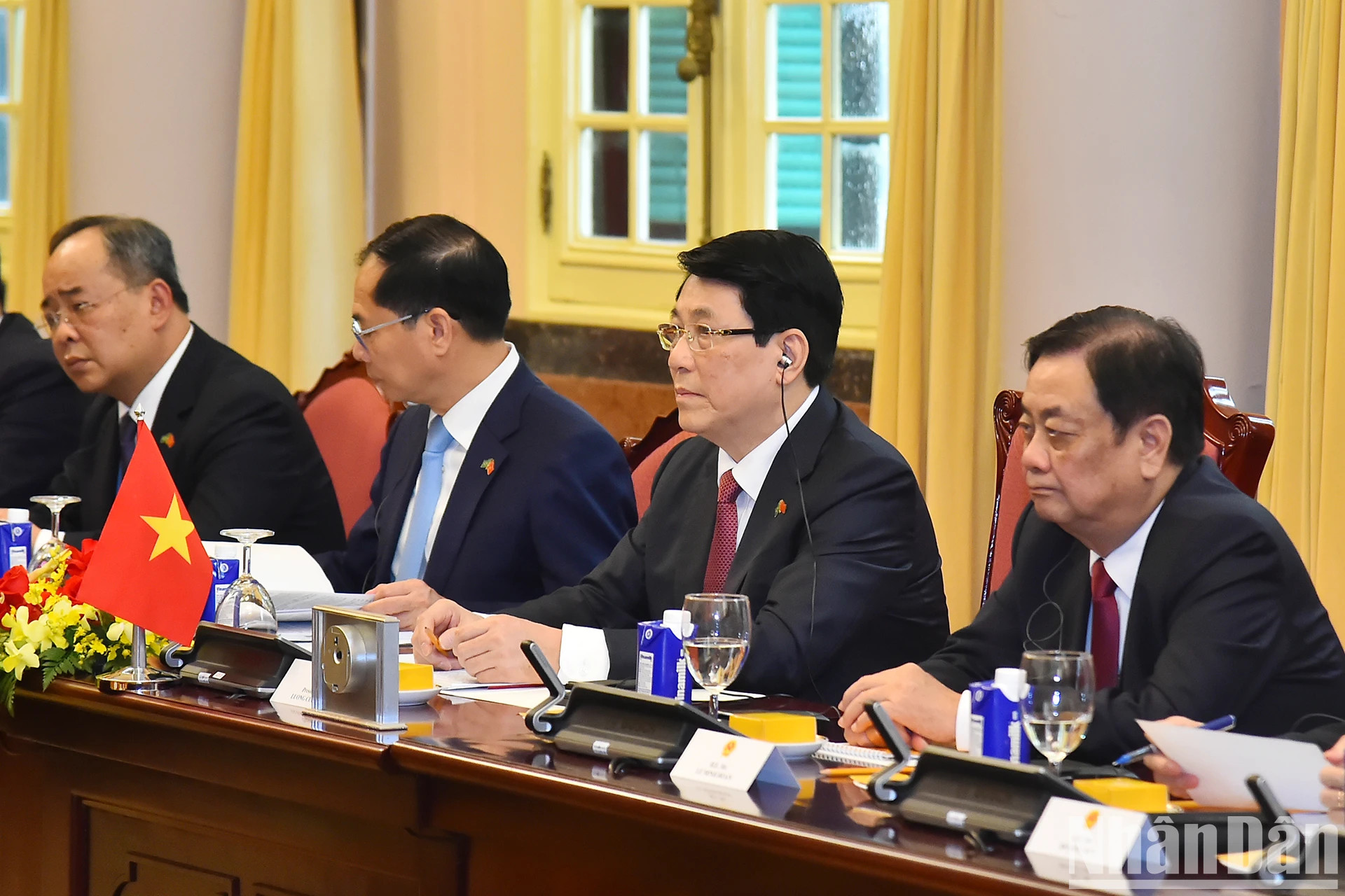 越南国家主席梁强发表讲话。 越南国家主席梁强发表讲话。