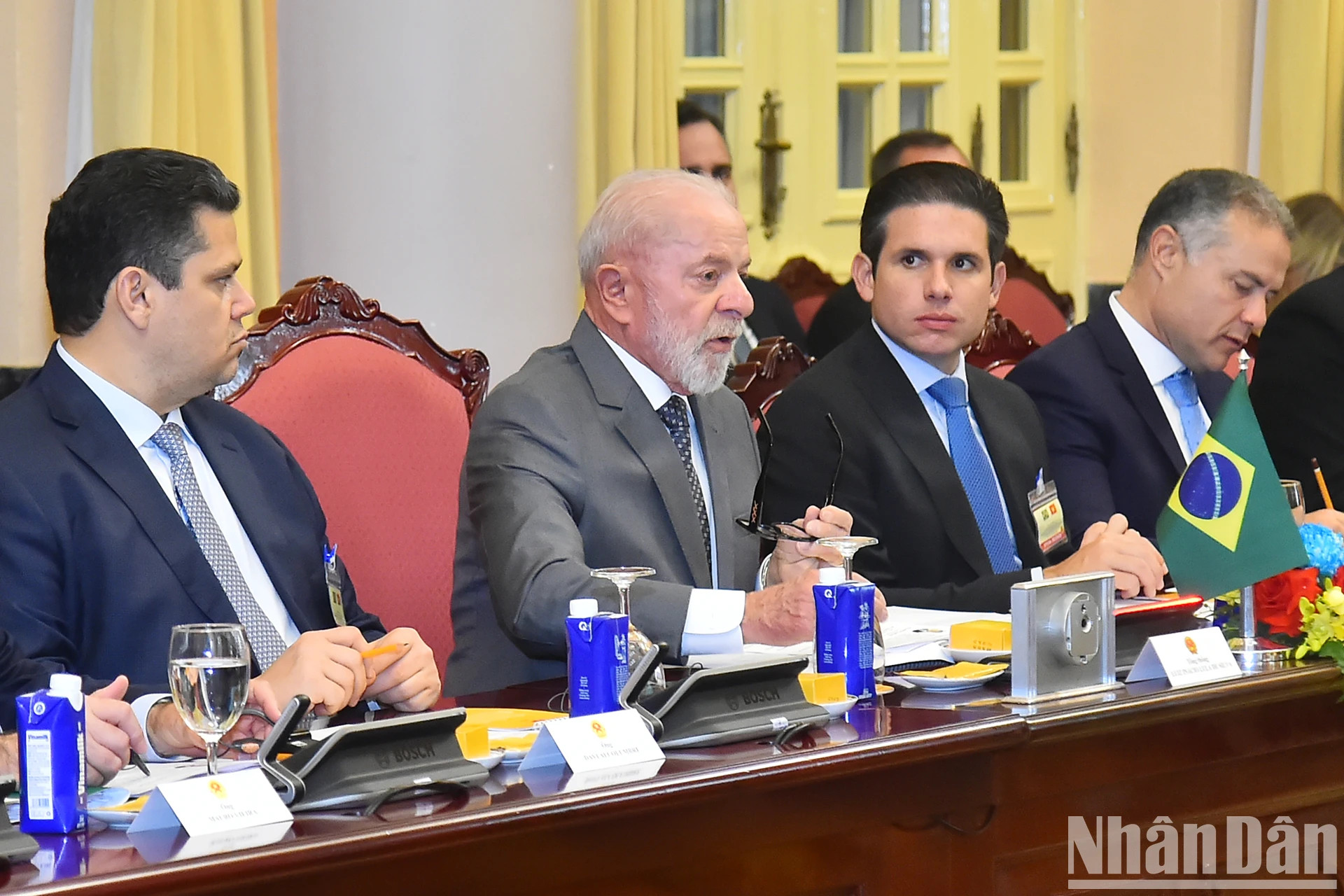 巴西总统卢拉·达席尔瓦发表讲话。 巴西总统卢拉·达席尔瓦发表讲话。