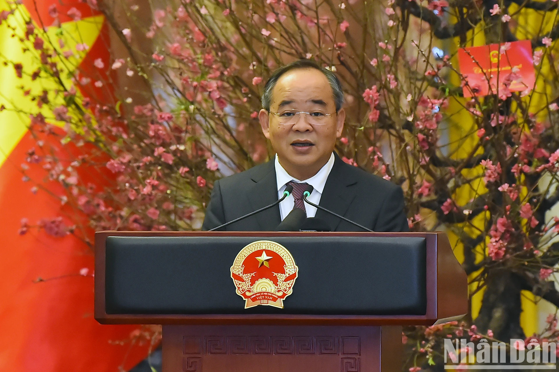 越南国家主席办公厅主任黎庆海致辞。