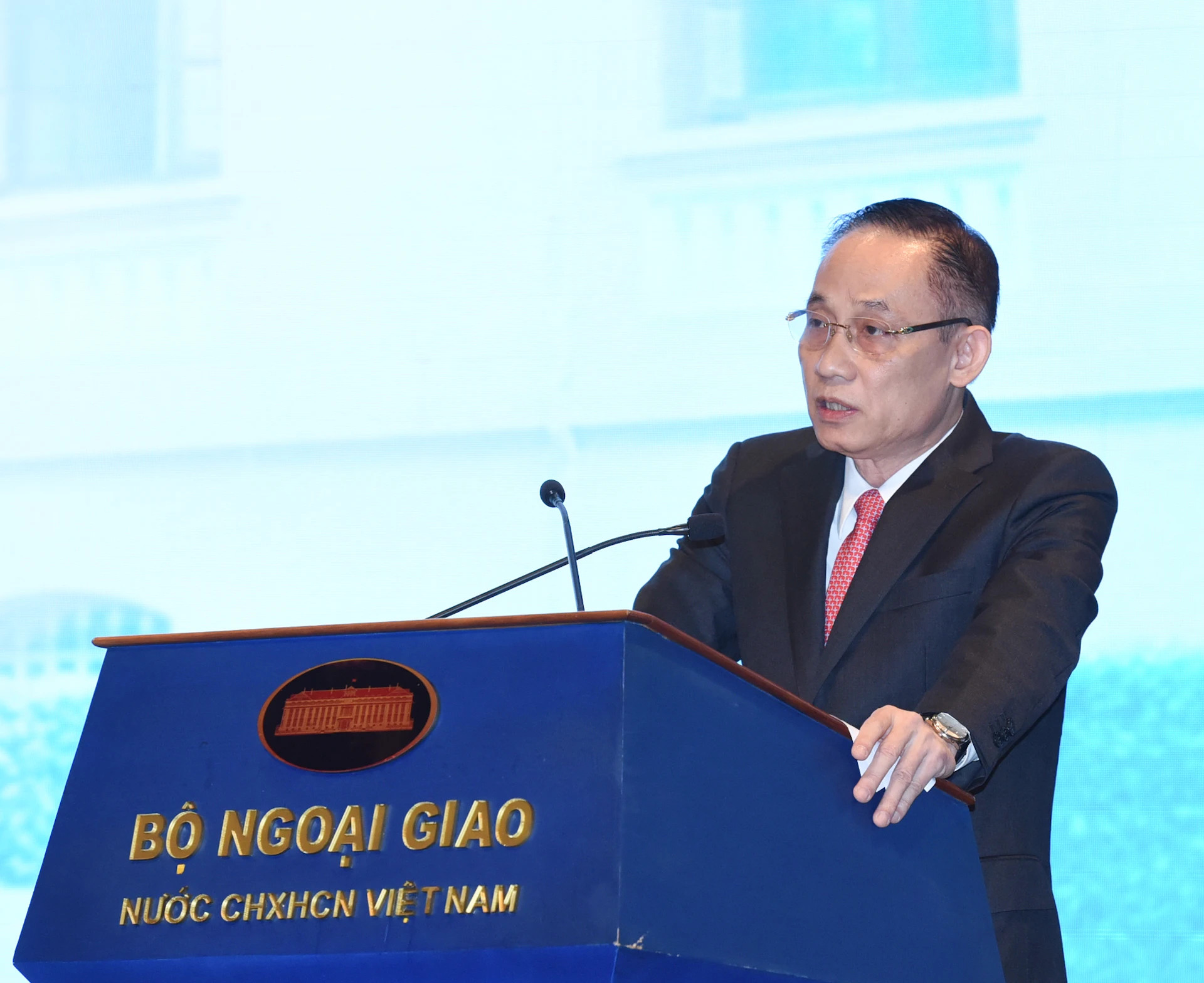 越共中央对外部部长黎怀忠发表讲话。