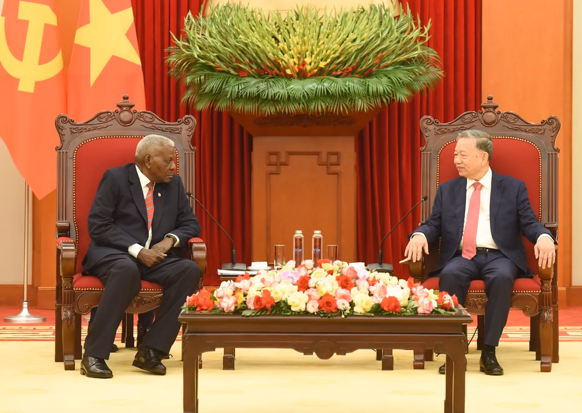 越共中央总书记苏林会见古巴全国人民政权代表大会主席埃斯特万。