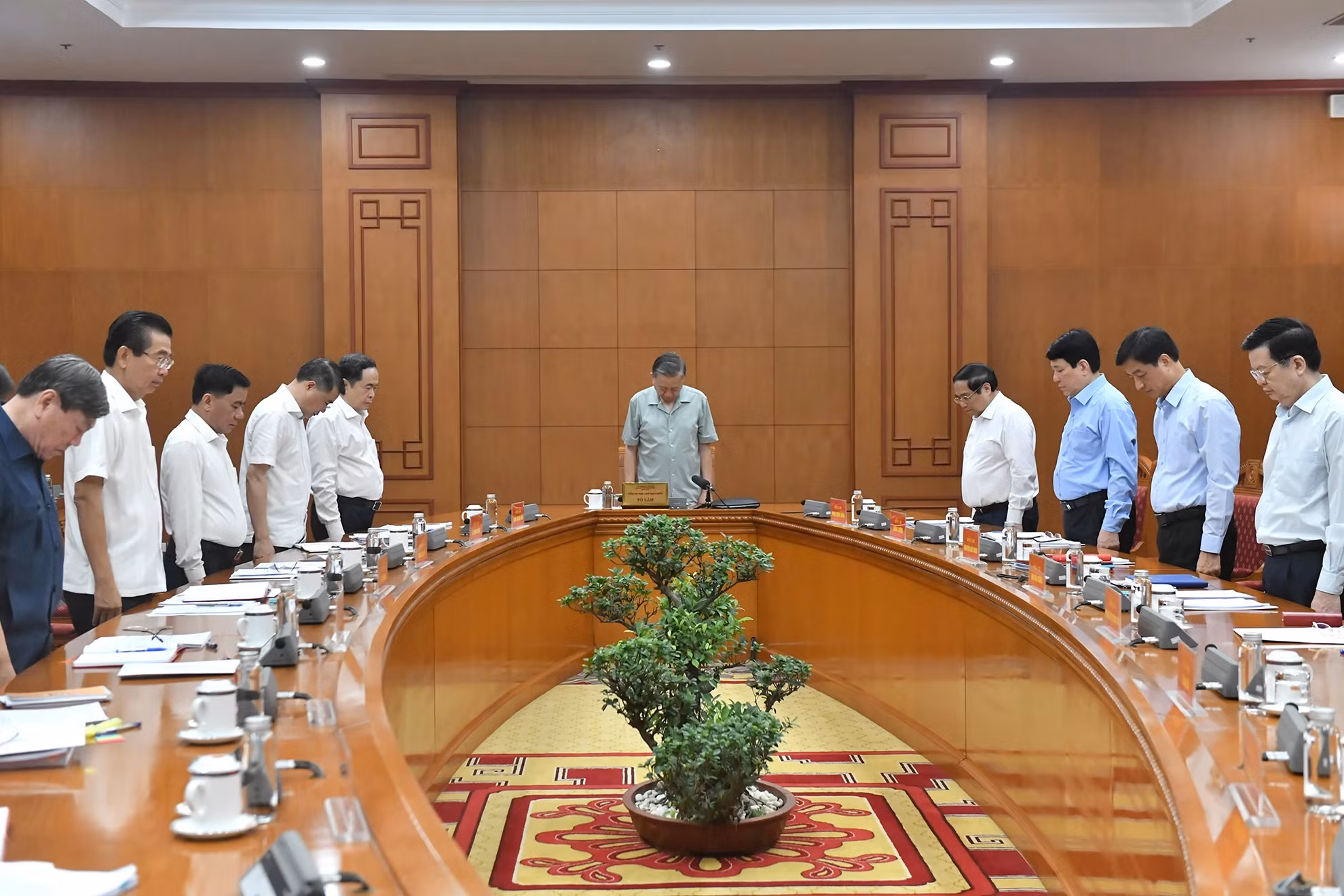 苏林总书记、国家主席以及各位党和国家领导默哀已故阮富仲总书记。