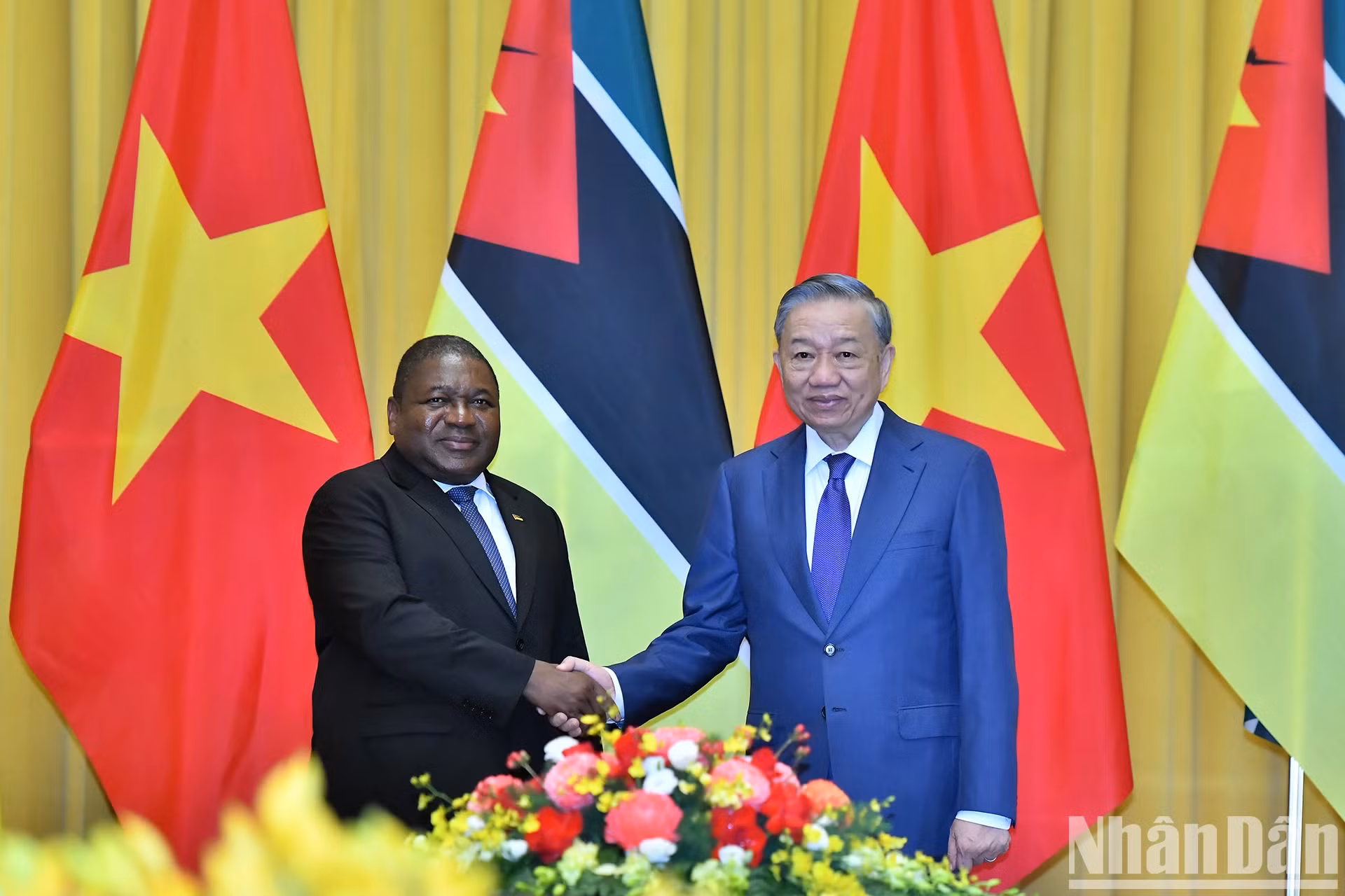 苏林总书记、国家主席与莫桑比克总统举行会谈。