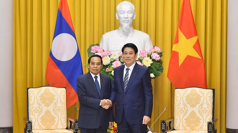 越南国家主席会见老挝人民革命党中央书记处常务书记兼老挝国家副主席本通·吉玛尼【组图】