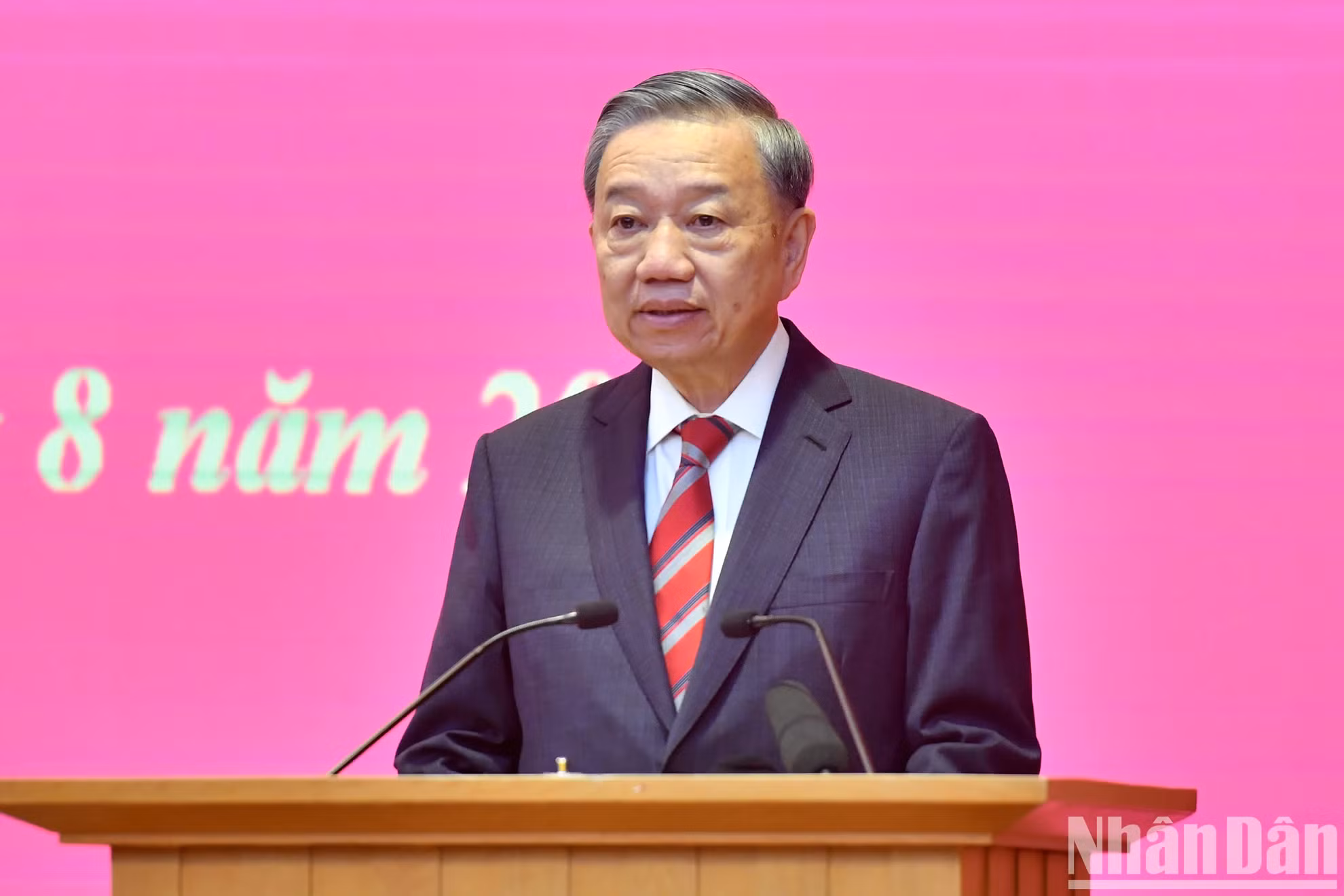 越共中央总书记、国家主席苏林在仪式上发表讲话。