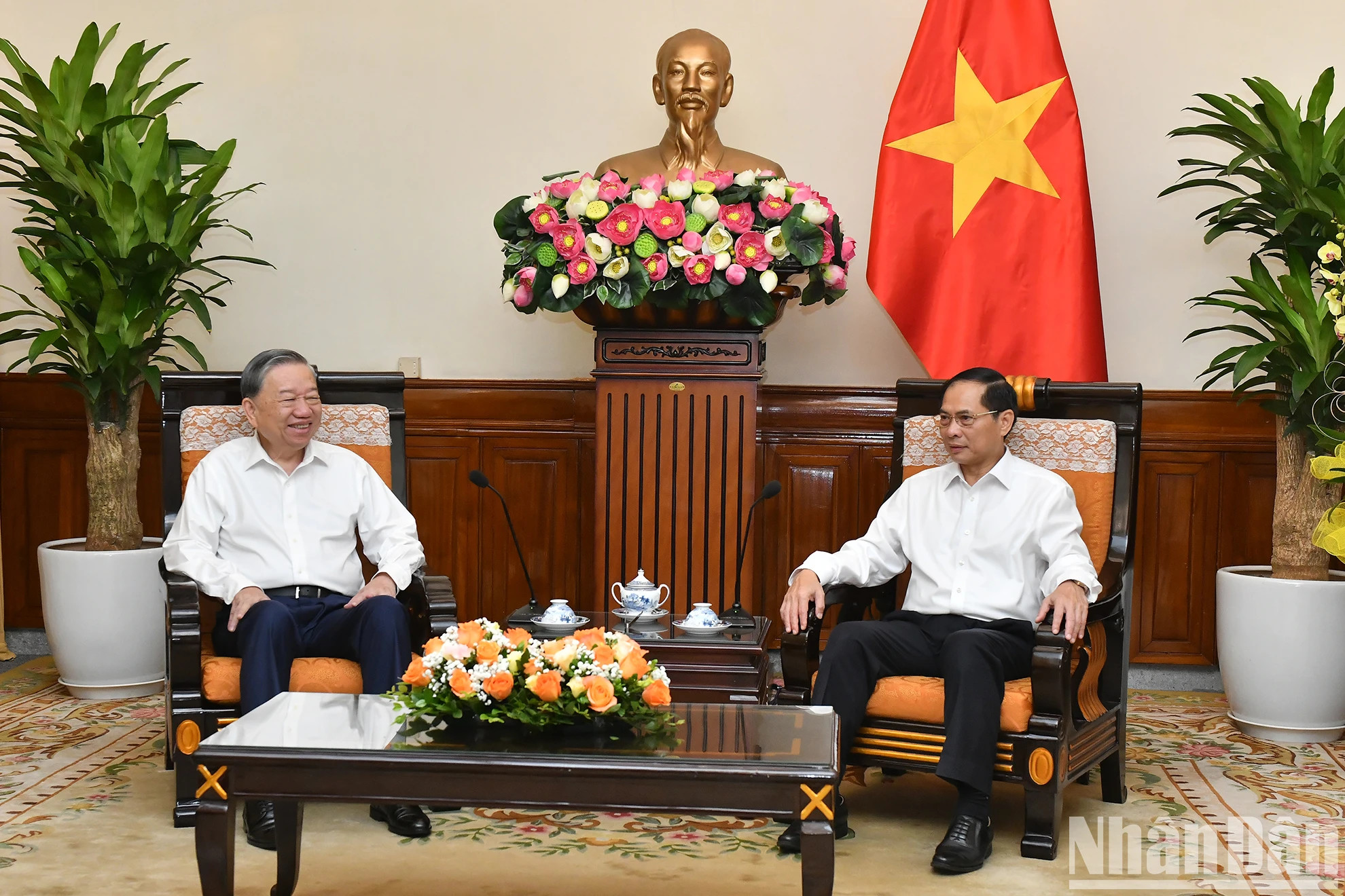 苏林总书记、国家主席会见外交部党委干部。