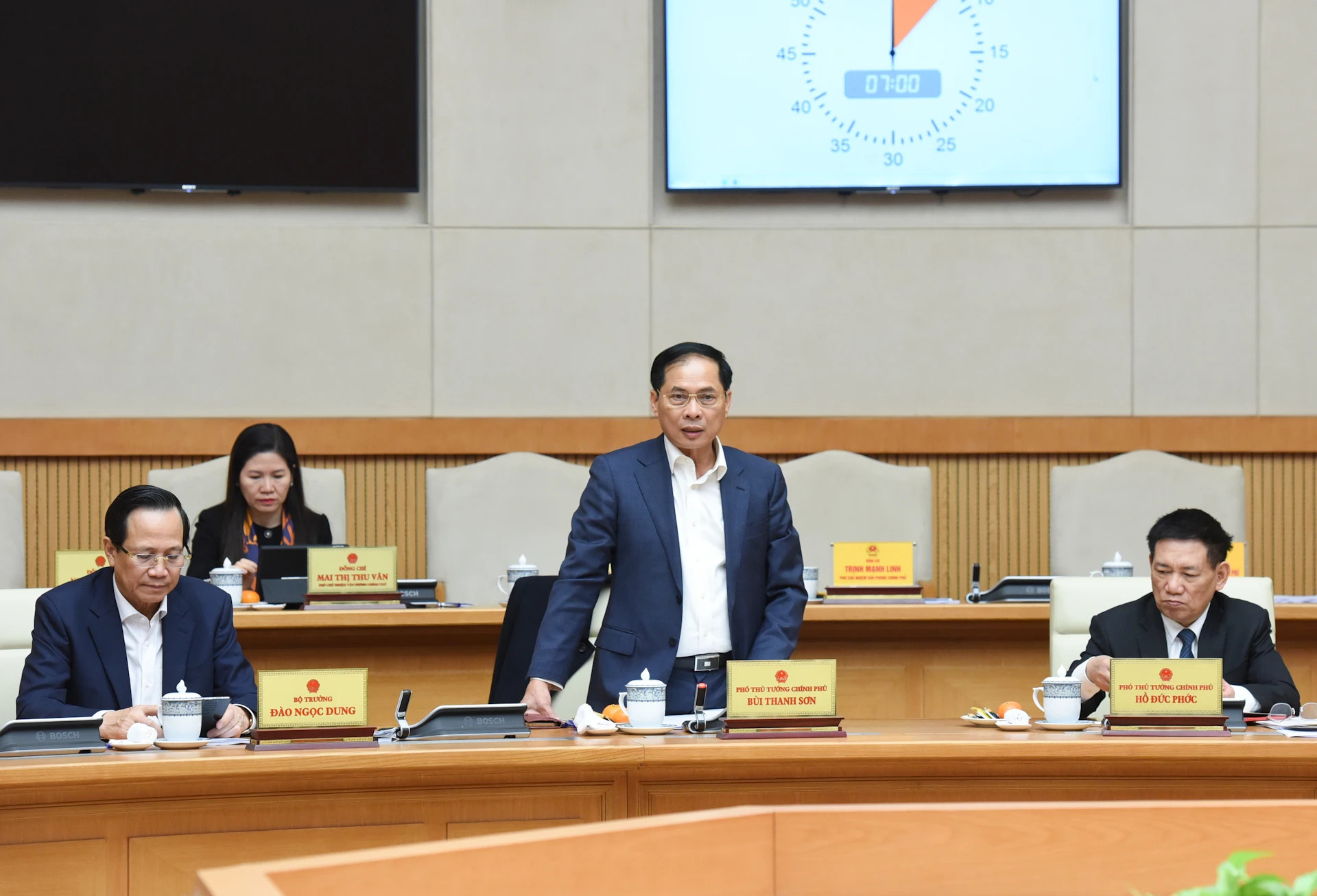 政府副总理裴青山发表讲话。