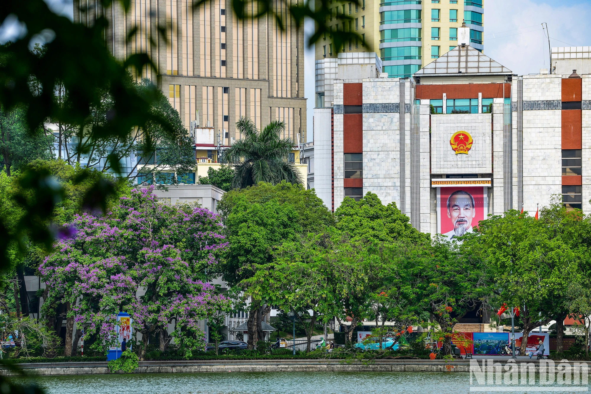 紫薇花倒映还剑湖。