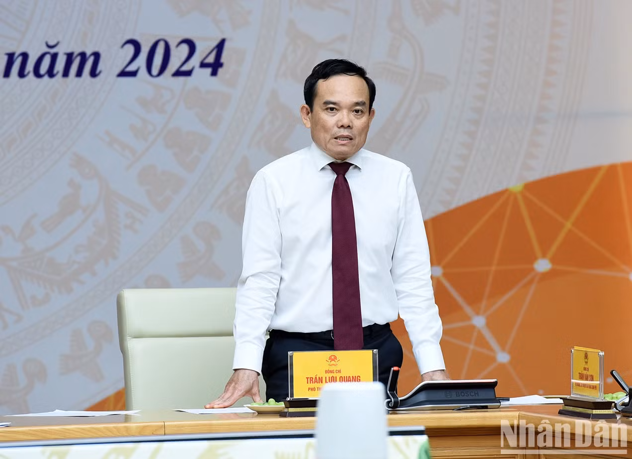 越南政府副总理陈流光发表讲话。