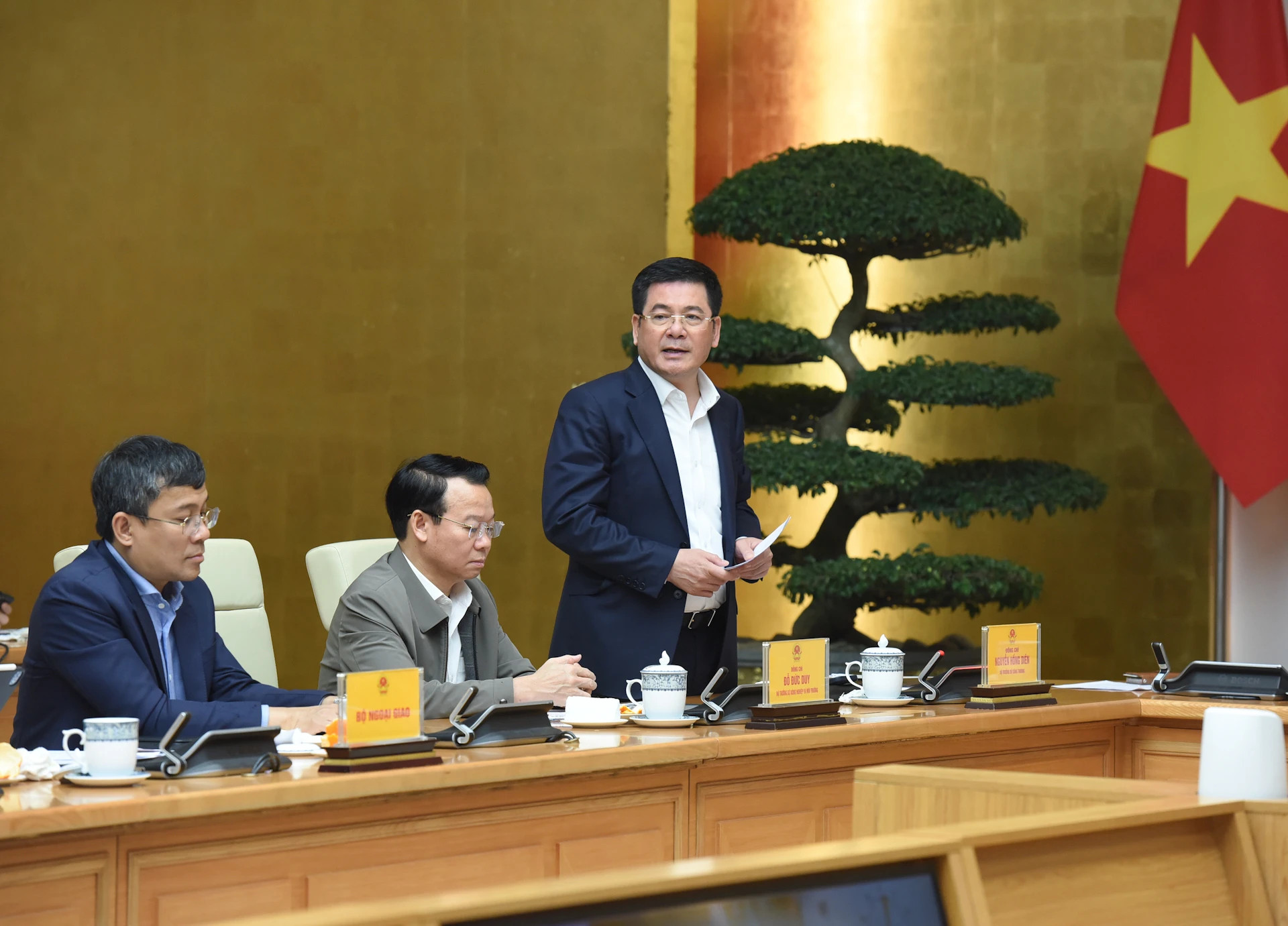 工贸部部长阮鸿延发表讲话。