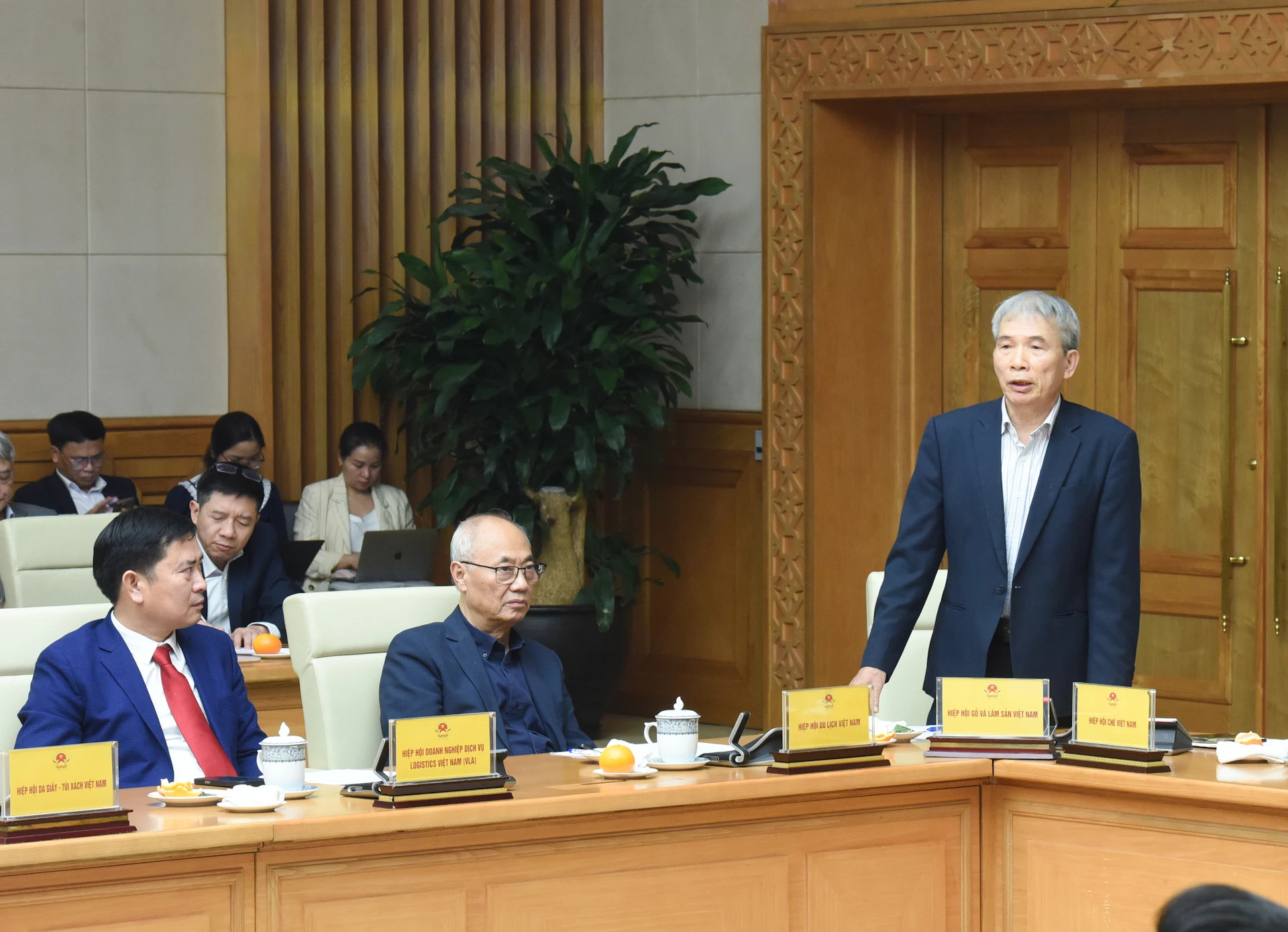 越南木材与林产品协会副主席兼秘书长吴士怀发表讲话。