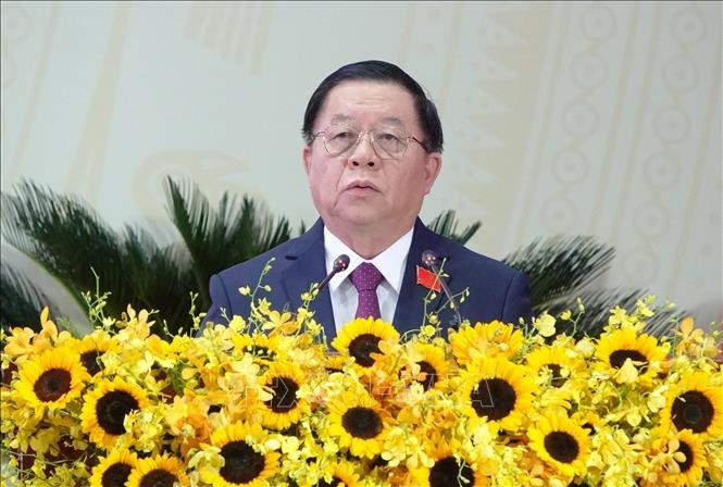 越共中央政治局委员、中央书记处书记、中央宣教与民运部部长阮重义发表指导性讲话。(图片来源:越通社) 210dongthap1.jpg
