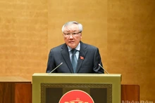 政府常务副总理阮和平发表讲话。