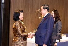 越南国会主席陈青敏会见柬埔寨国会主席昆索达莉。