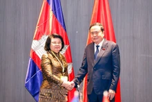 越南国会主席陈青敏会见柬埔寨国会主席昆索达莉。