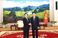 越南政府副总理胡德福和老挝政府总理宋赛·西潘敦。（图片来源：baochinhphu.vn）