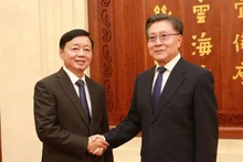越南政府副总理陈红河会见中国全国人大常委会副委员长王东明。（图片来源：baochinhphu.vn）
