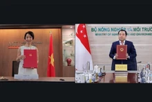 双方代表以线上方式签署关于落实《巴黎协定》第六条的协议。