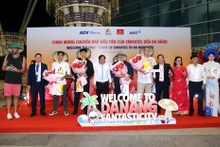 岘港市举行欢迎迪拜至岘港首班航班的活动。（图片来源：baochinhphu.vn）