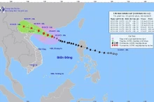 10月5日上午8点，第11号台风的移动情况。