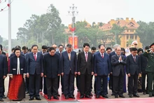 党和国家领导、前领导人缅怀胡志明主席。