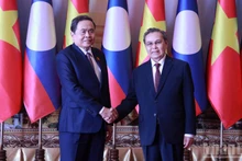 越南国会主席陈青敏会见老挝国会主席赛宋蓬·丰威汉。