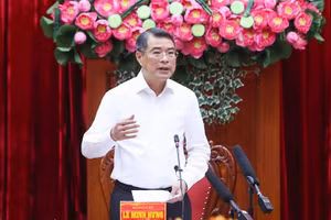 政府总理黎明兴主持召开与永隆省委常委会的工作会议。（图片来源：政府网）