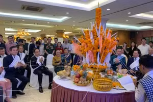 老挝传统新年庆祝活动现场。