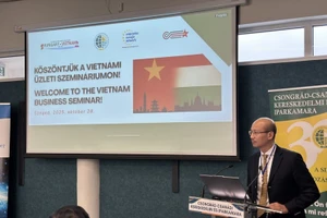 越南驻匈牙利大使裴黎泰致开幕词。（图片来源：越通社）