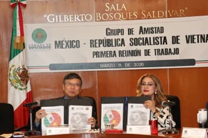 越南与墨西哥议会合作议程签字仪式。（图片来源：越通社）