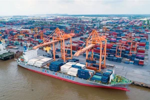 海防港货物装卸作业。