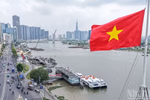 胡志明市国旗鲜花交相辉映，喜迎4·30盛典【组图】