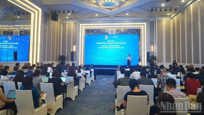 越南外交部和财政部与经济合作与发展组织联合举行《2025年越南经济报告》发布会。
