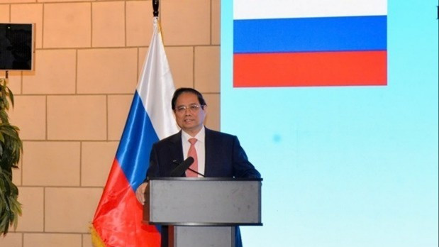 越南政府总理范明正出席越俄企业论坛。（图片来源：越通社）