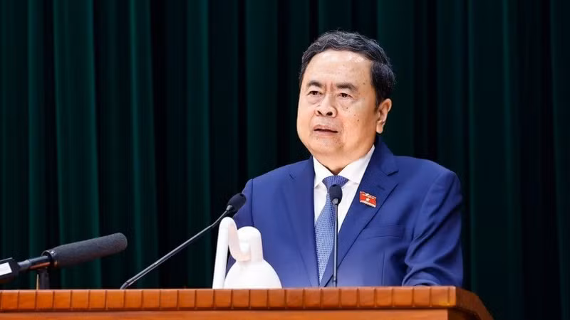 国会主席陈青敏在会上发表讲话。（图片来源：越通社）