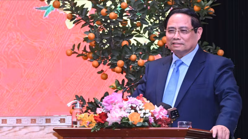 范明正总理在见面会上发表讲话。（陈海 摄）