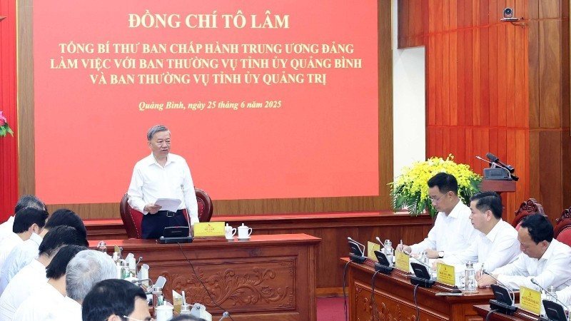 越共中央总书记苏林主持会议。（图片来源：越通社）