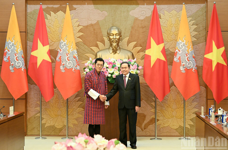 越南国会主席陈青敏会见不丹国王吉格梅。
