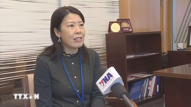 联合国毒品与犯罪问题办公室主任Xiaohong Li就该活动的意义与重要性接受了越通社驻纽约记者的采访。（图片来源：越通社）