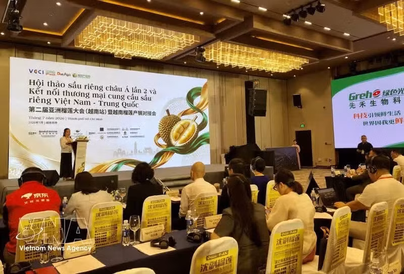 第二届亚洲榴莲研讨会暨越中榴莲供需对接会现场。（图片来源：越通社）