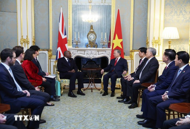 越共中央总书记苏林会见英国副首相戴维·拉米。（图片来源：越通社）