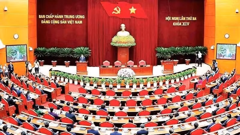 越共十四届第三次全体会议。（邓科 摄）