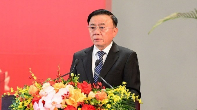 越共中央政治局委员、中央书记处常务书记陈锦秀在会上发表讲话。（图片来源：西贡解放日报）